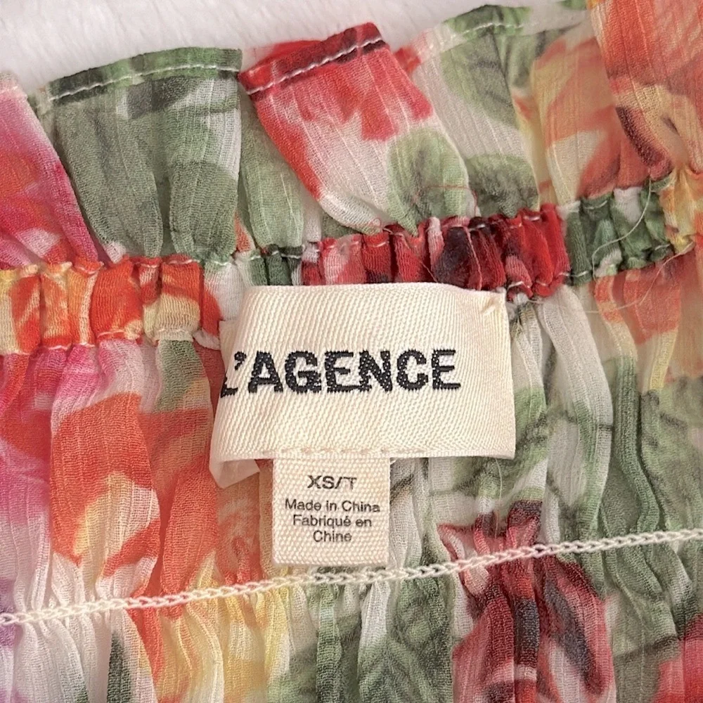 L'Agence | Bexley Off Shoulder Smocked Floral Top White Multi Garden Floral (XS) - Picture 8 of 15